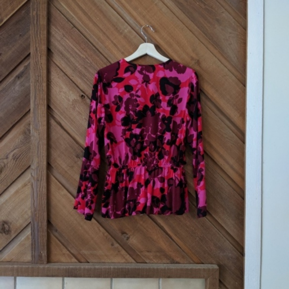 MICHAEL KORS Pink Floral Surplice Blouse - Picture 6 of 6